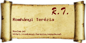 Romhányi Terézia névjegykártya